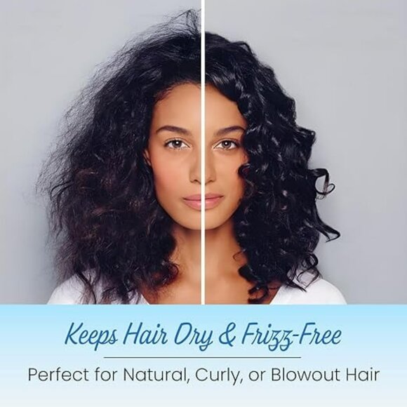 KAV Luxury Triple Layer Shower Cap (Satin) for Women, Reusable Waterproof - Blue - Picture 3 of 6